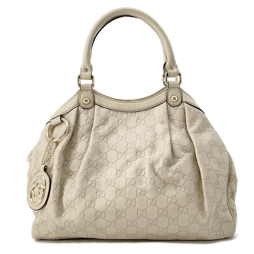 Gucci Sukey Leather Handbag Bag GG Tote Canvas